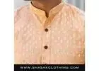 Shasak clothing: Buy Saffron Kurta for Men Online. 