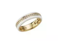 18K White Ceramic Diamond Eternity Band Ring